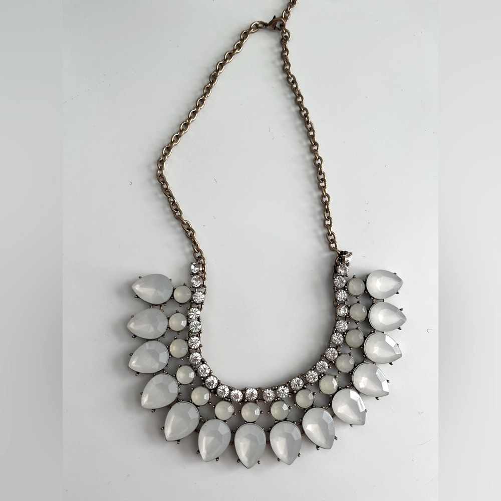 Gold Statement Necklace with Stone Accents